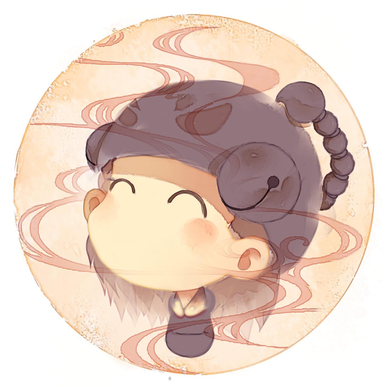 脸朝左上的天蝎座女生圆头像