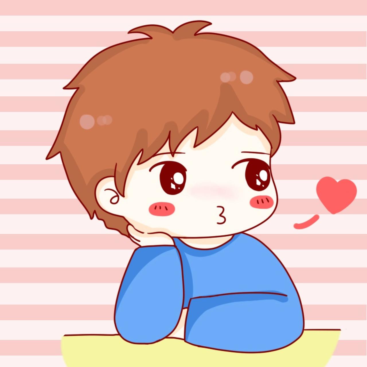 男用情侣头像：扒在课桌嘟嘴飞吻的男生头像