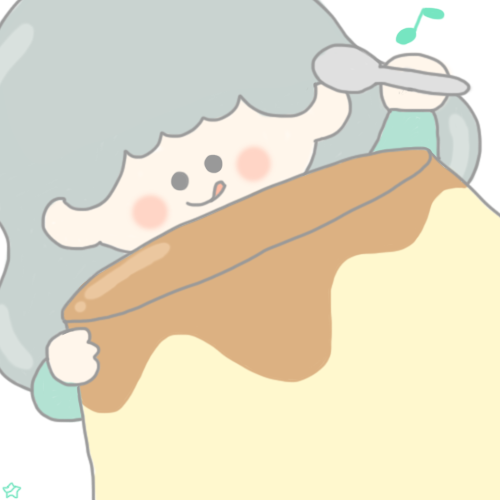 抱着蛋糕拿着勺子，舔着嘴角的吃货女孩头像