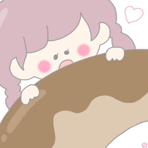 双手扒在面包圈上，张大嘴巴的吃货女孩头像