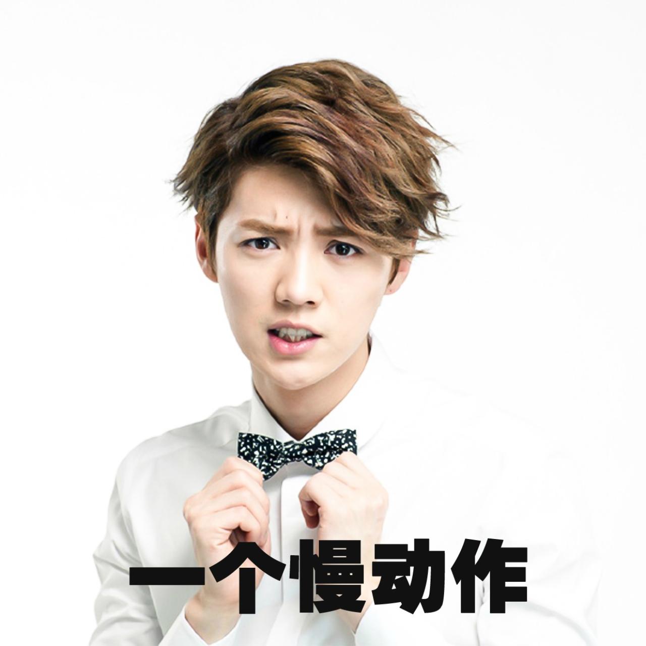 双手扶着领结的鹿晗表情：一个慢动作