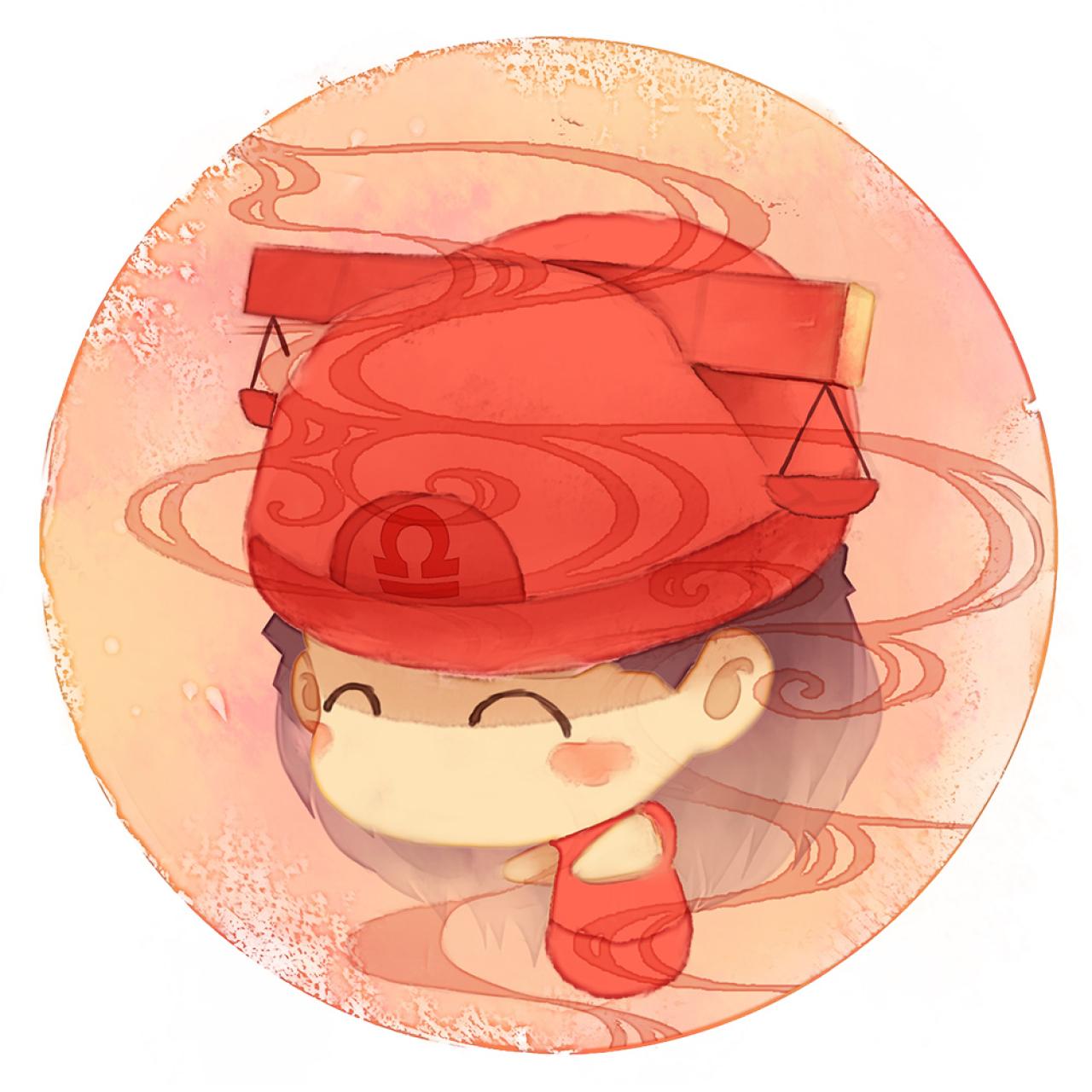 脸朝左下的天秤座女生圆头像