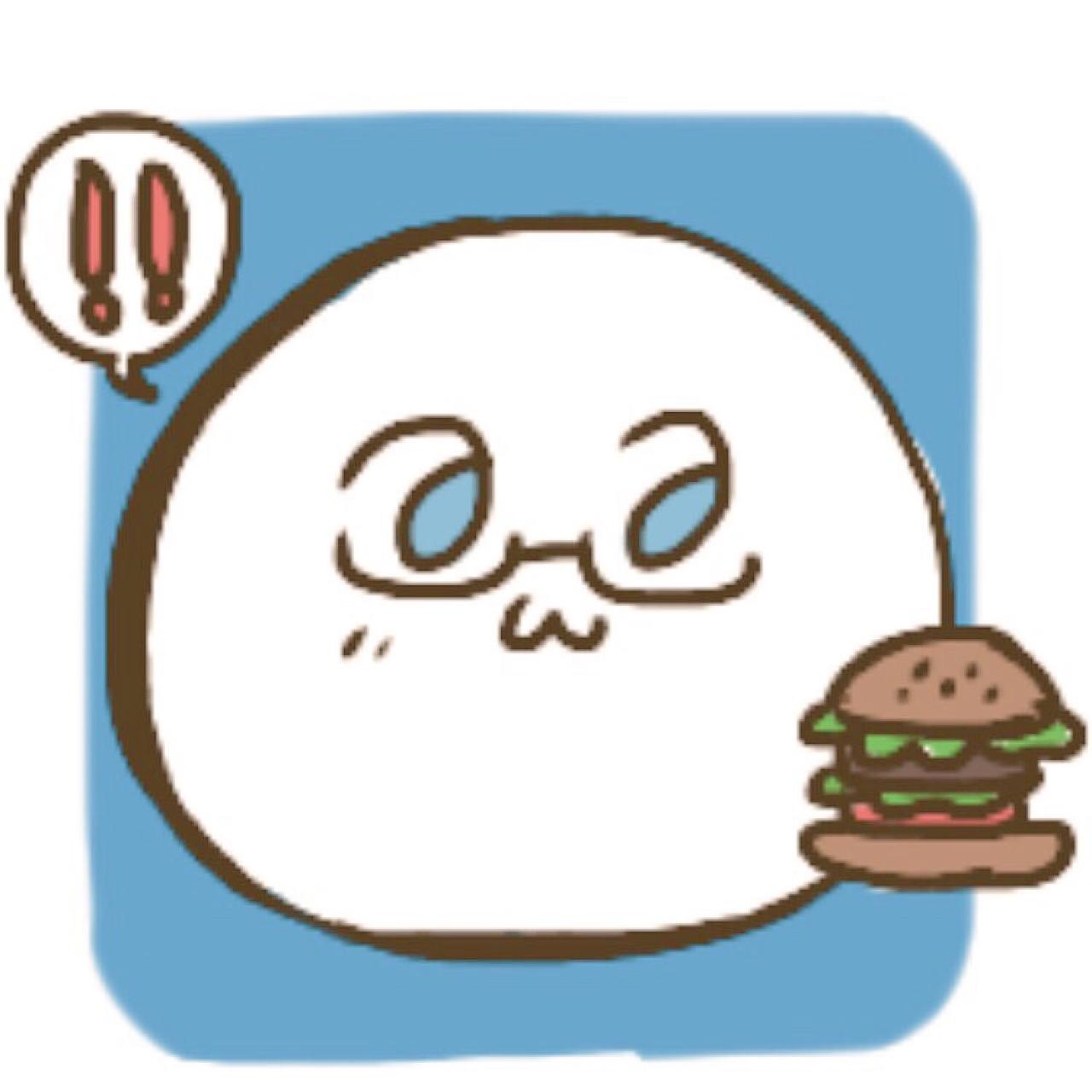 蓝色背景看着汉堡包嘟嘴卖萌的年糕头像