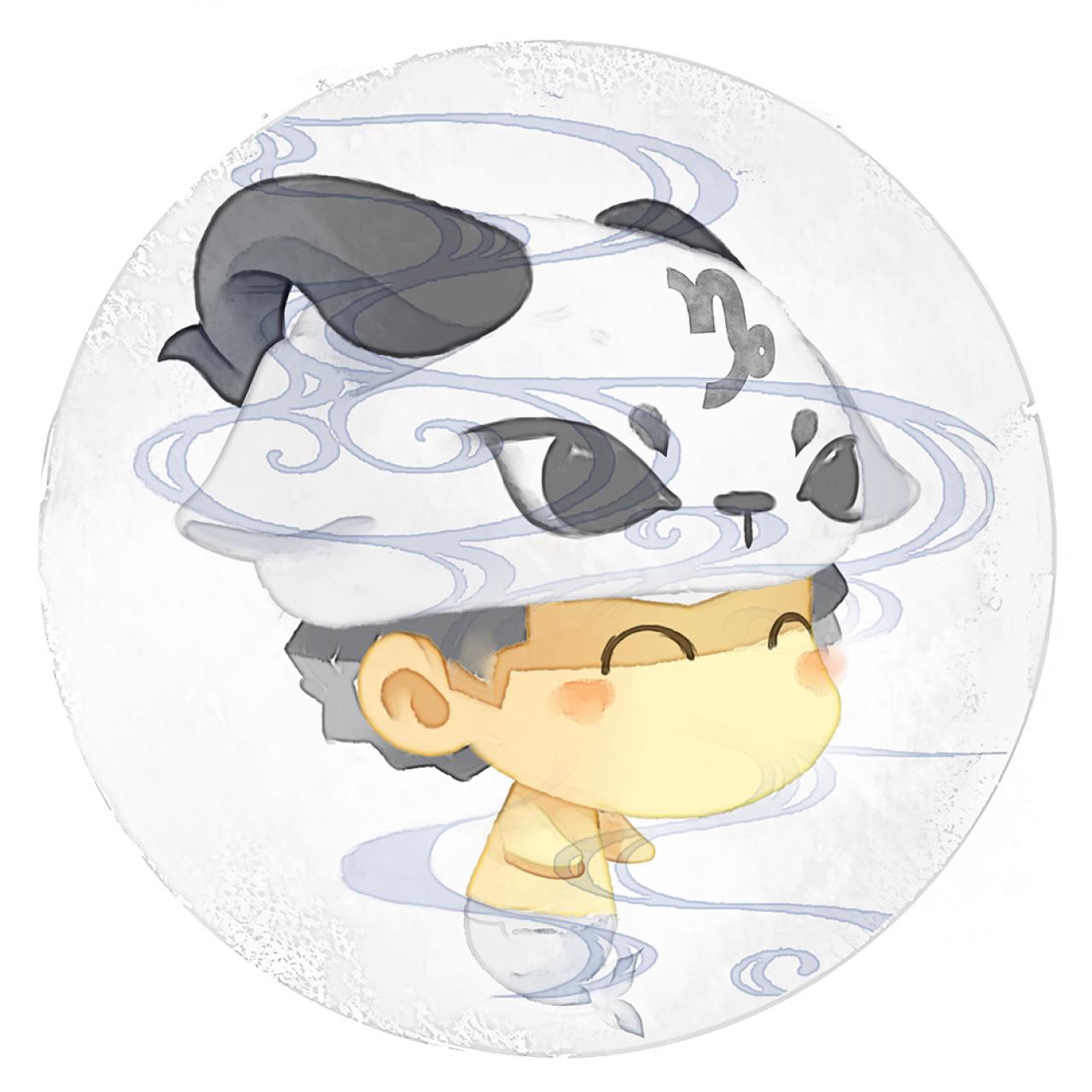 脸朝右的摩羯座男生圆头像