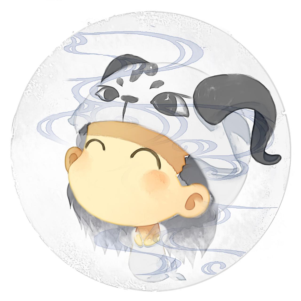 脸朝左上的摩羯座女生圆头像