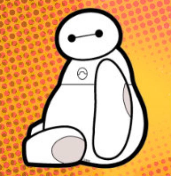 侧面而坐的Q版大白头像