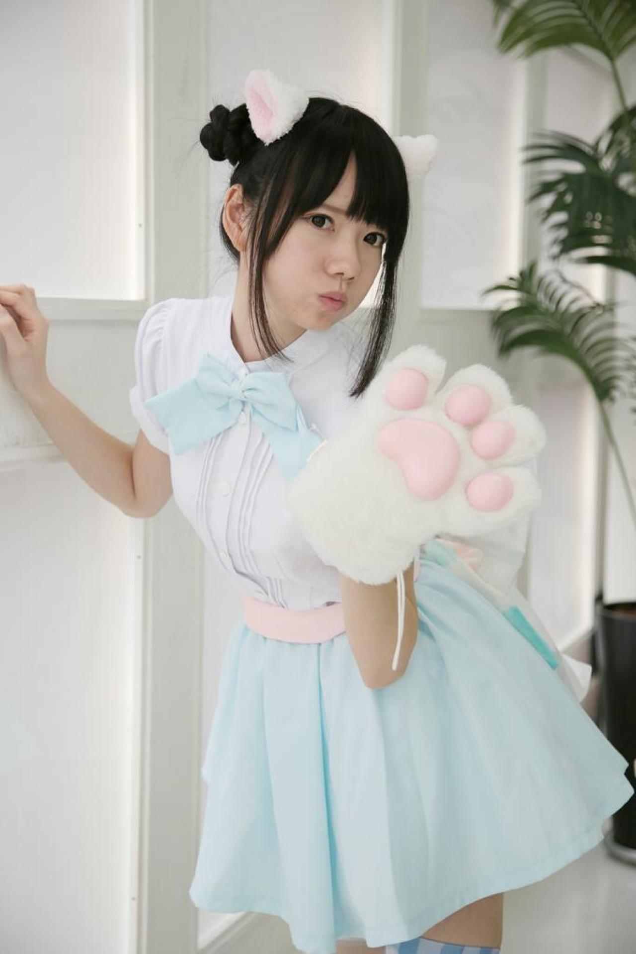 あっきん扮猫耳娘嘟嘴卖萌 摄影师のら作品