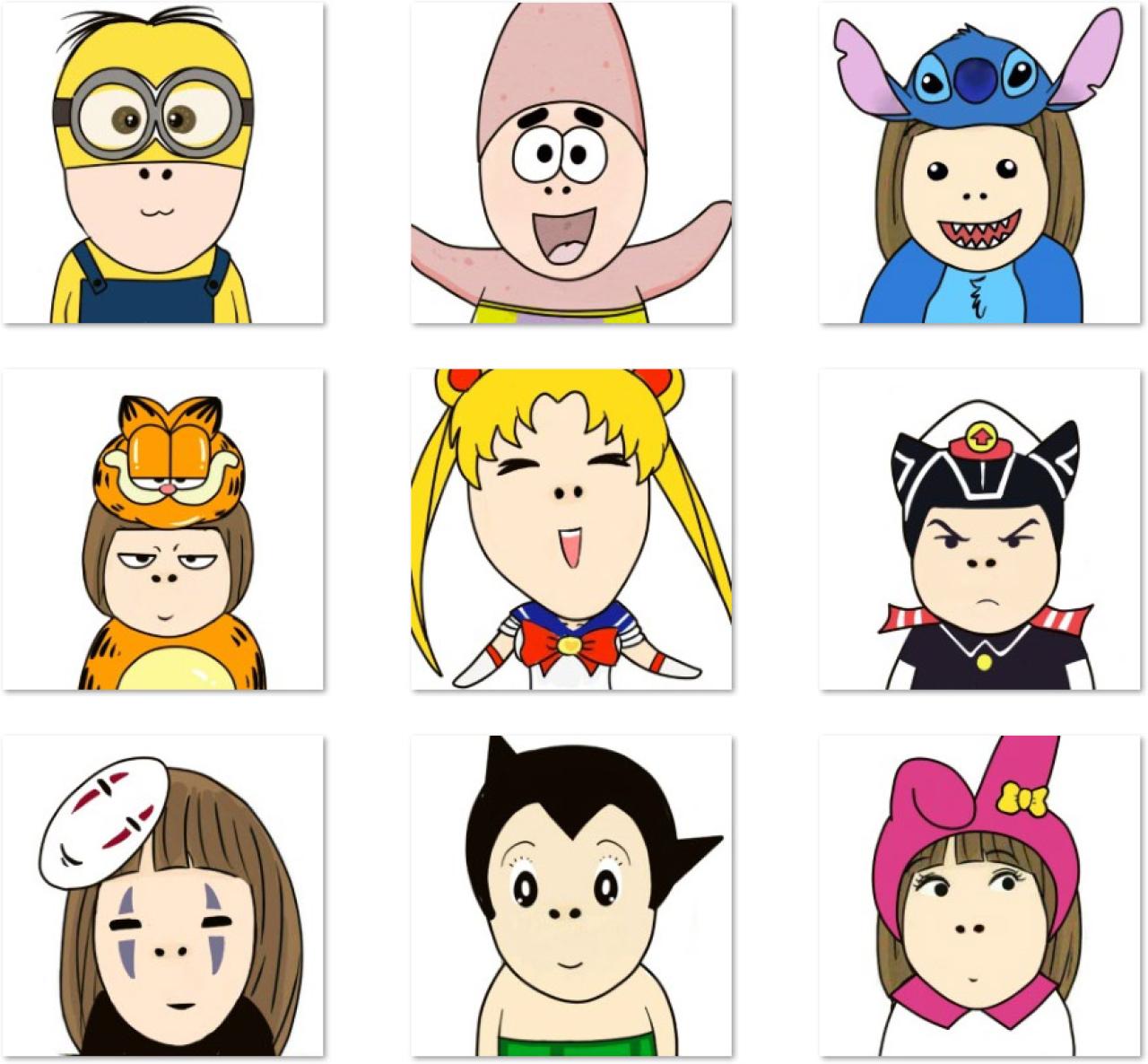 小明明扮演小黄人、史迪奇和美乐蒂等头像 预览图