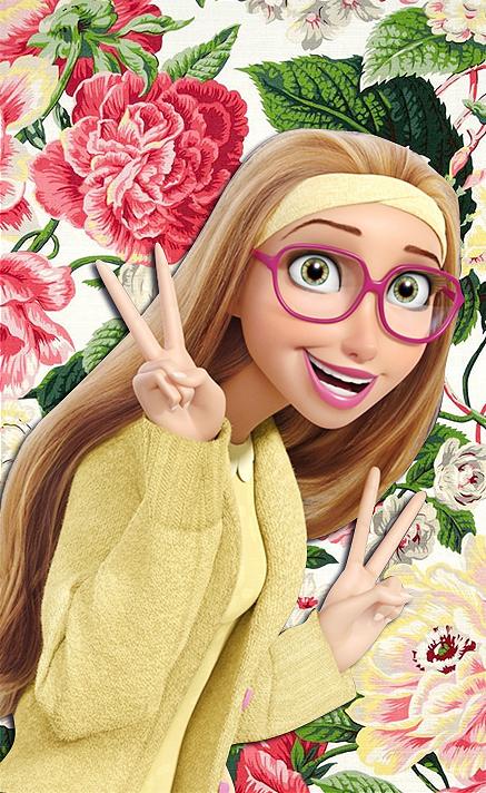 鲜花版超能陆战队作剪刀手的哈妮柠檬手机壁纸