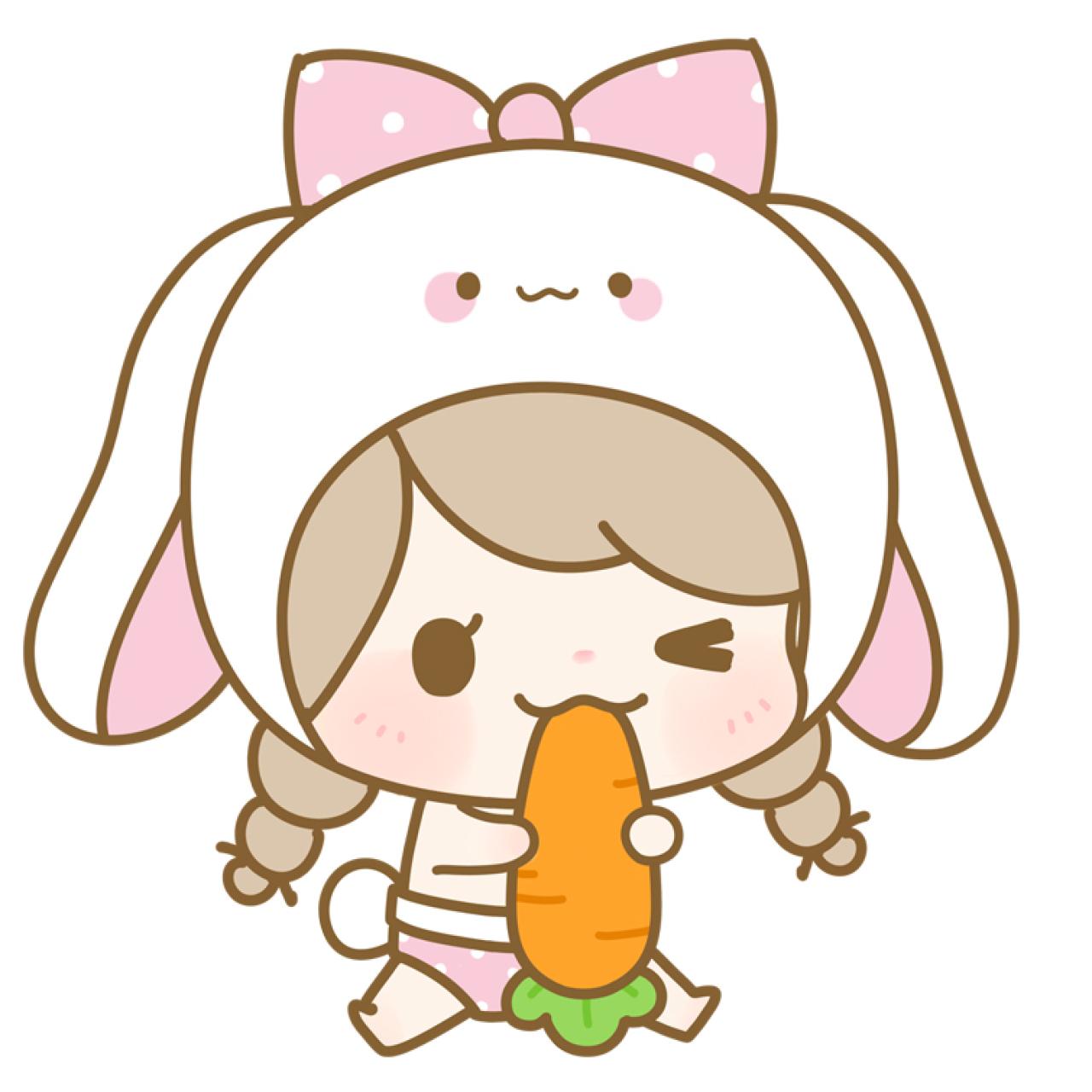 咬着萝卜眨眼卖萌的兔子丢丢头像