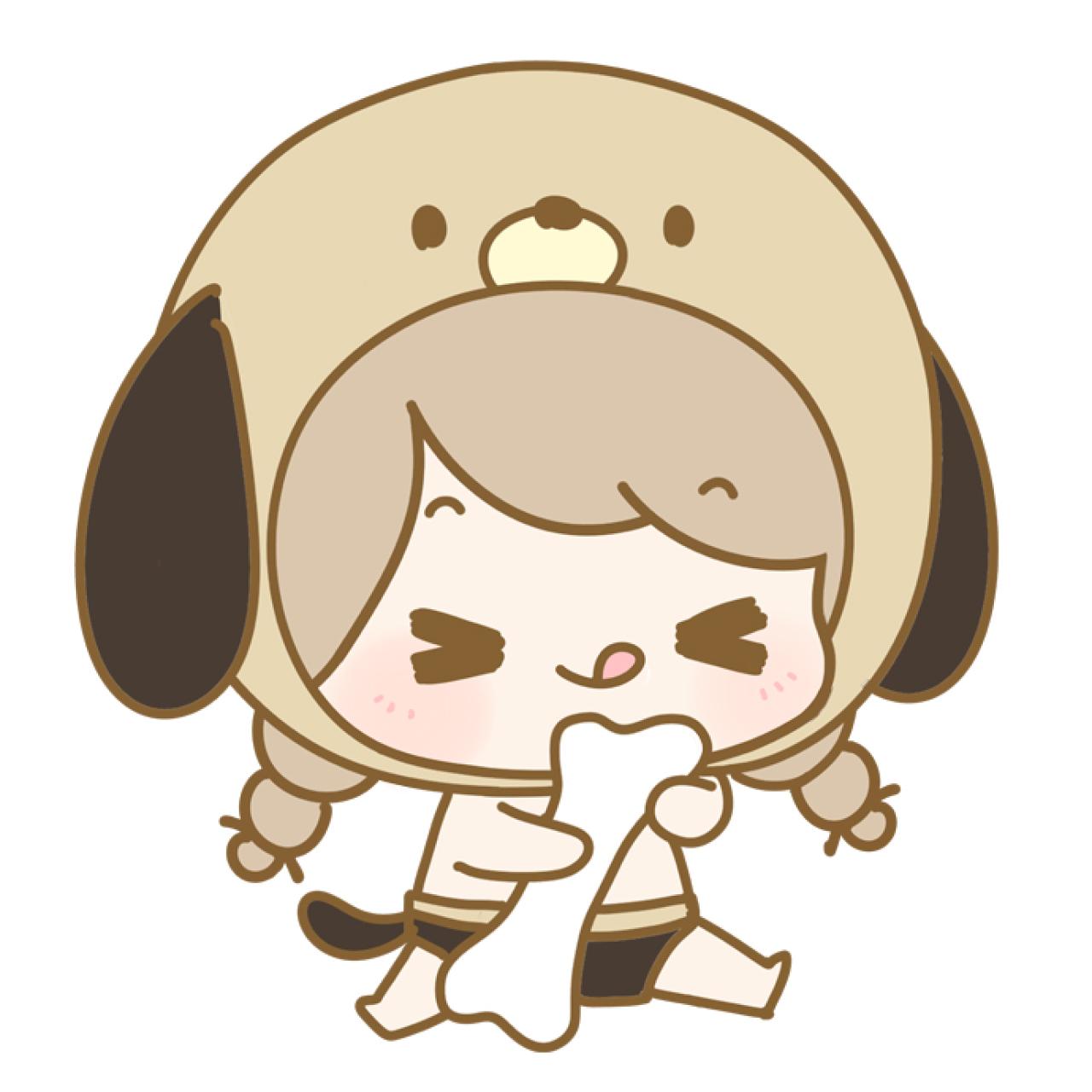 抱着骨头，吐舌舔舐的狗狗丢丢头像