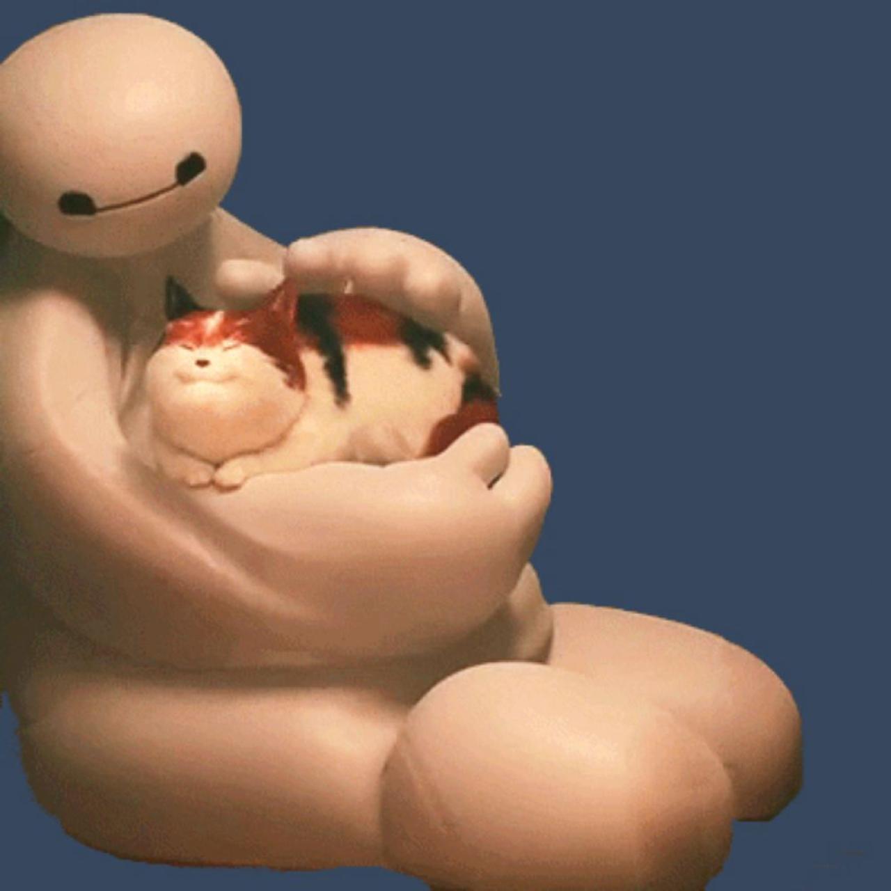 蓝色背景抱着猫咪的大白头像