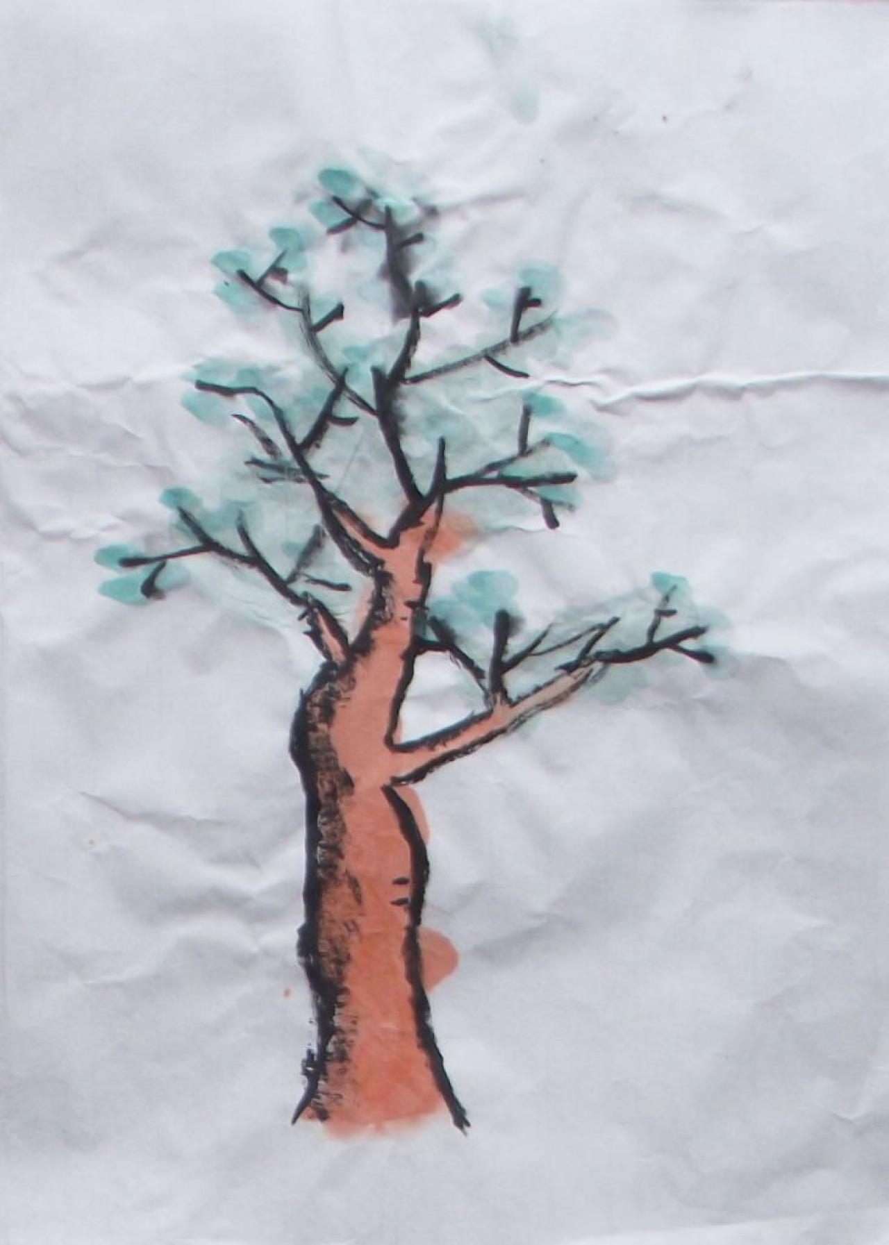 绿树 国画 周小涵画