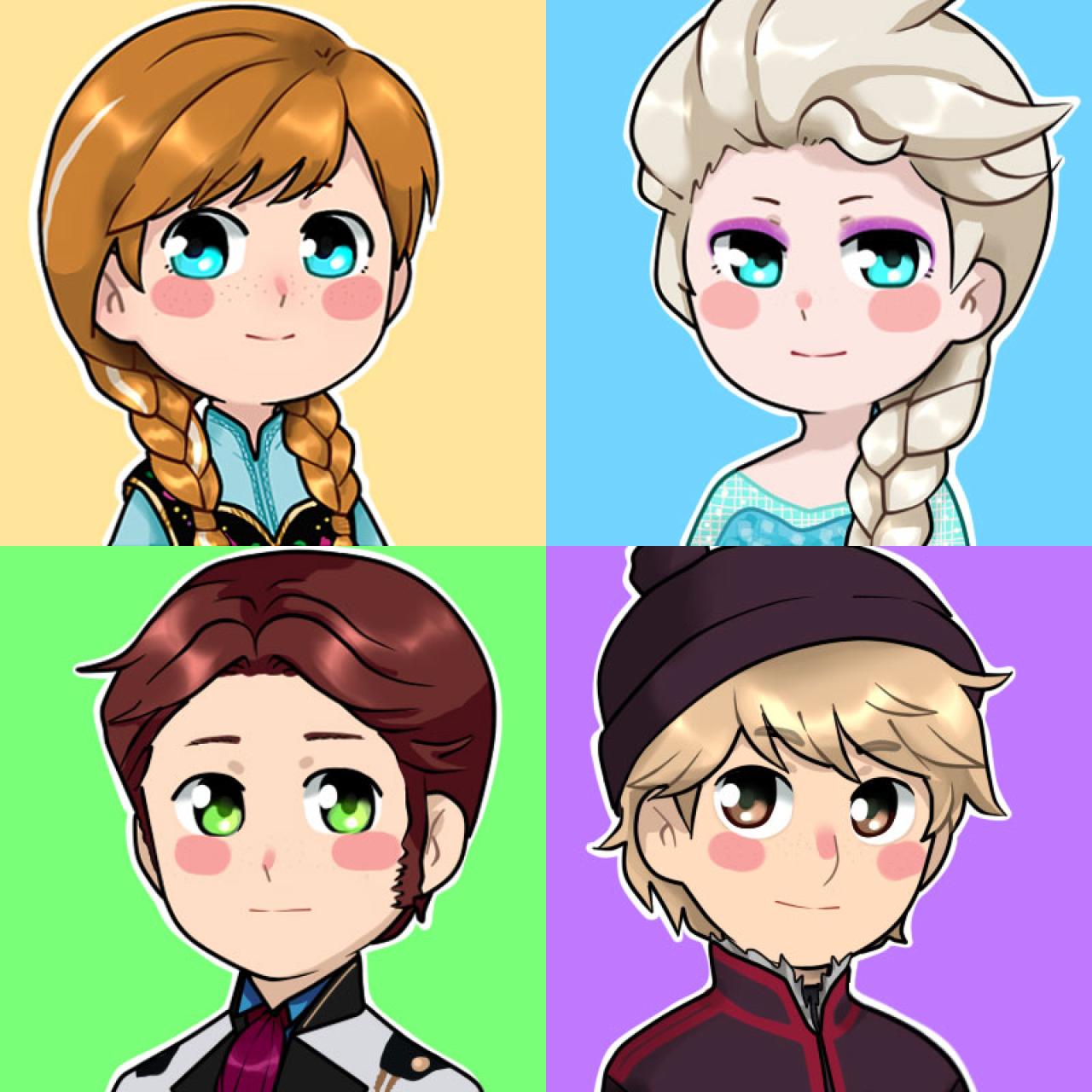 冰雪奇缘主要角色手绘头像 预览图