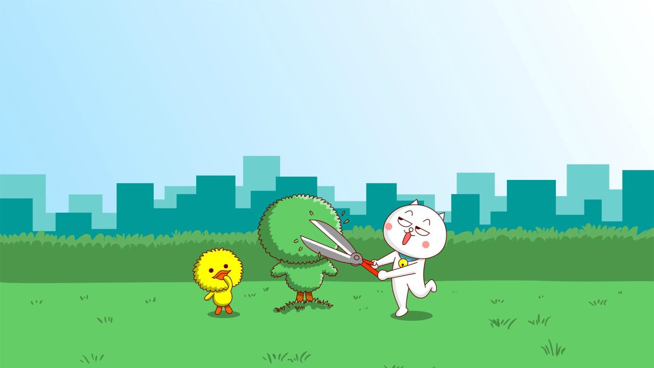 嗷大喵和么么鸭花匠主题电脑壁纸 分辨率1920x1080像素