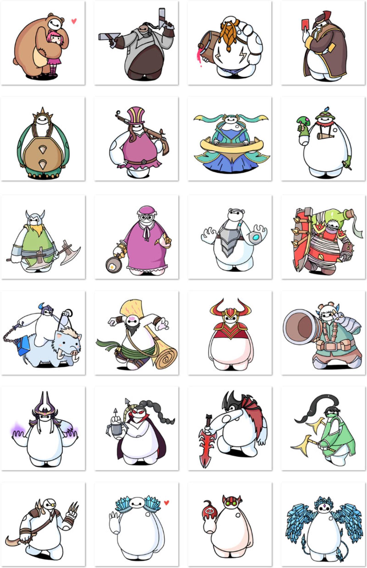 大白扮英雄联盟124位英雄表情包 预览图 安妮、奥巴马、酒桶、卡牌、龙龟、女警、琴女、提莫、狂战士、狼人、雷霆咆哮、炼金术士、凛冬之怒、流浪法师、龙血武姬、麦林炮手、暗黑元首、暗夜猎手、暗裔剑魔、暗影之拳、傲之追猎者、宝石、爆破鬼才、冰晶凤凰