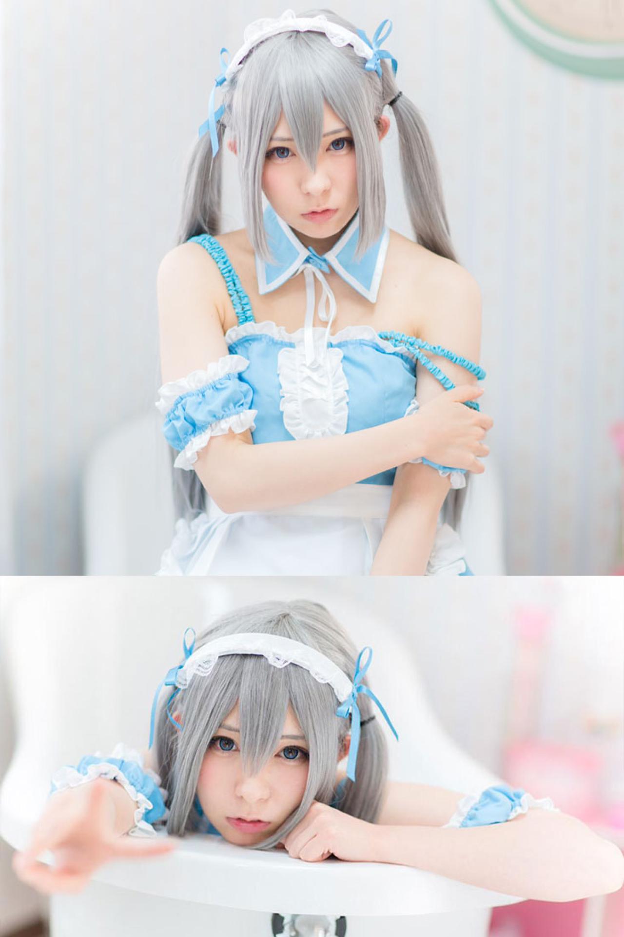 まゆふぁむ水色女仆装摆拍 预览图