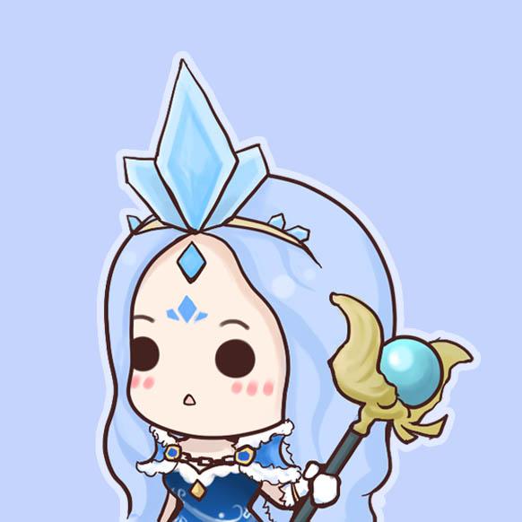 蓝色背景的Dota2水晶室女·莉莱水女头像