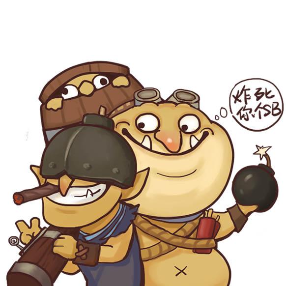 白色背景的Dota2哥布林工程师炸弹人头像