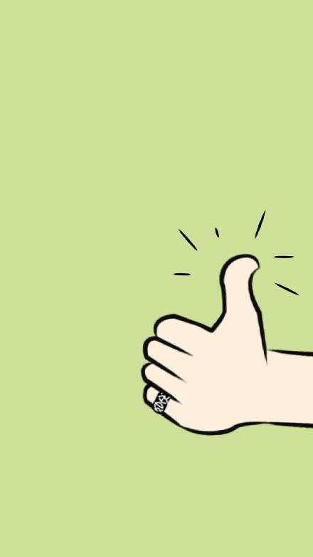 绿色背景的点赞大拇指手势的手机壁纸