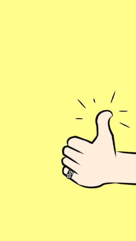 黄色背景的点赞大拇指手势的手机壁纸