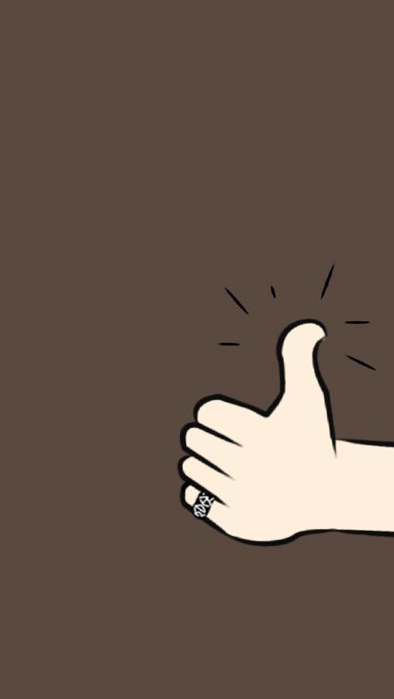 灰色背景的点赞大拇指手势的手机壁纸