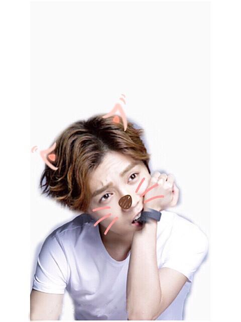 橙色猫耳猫胡子的咬手环鹿晗头像