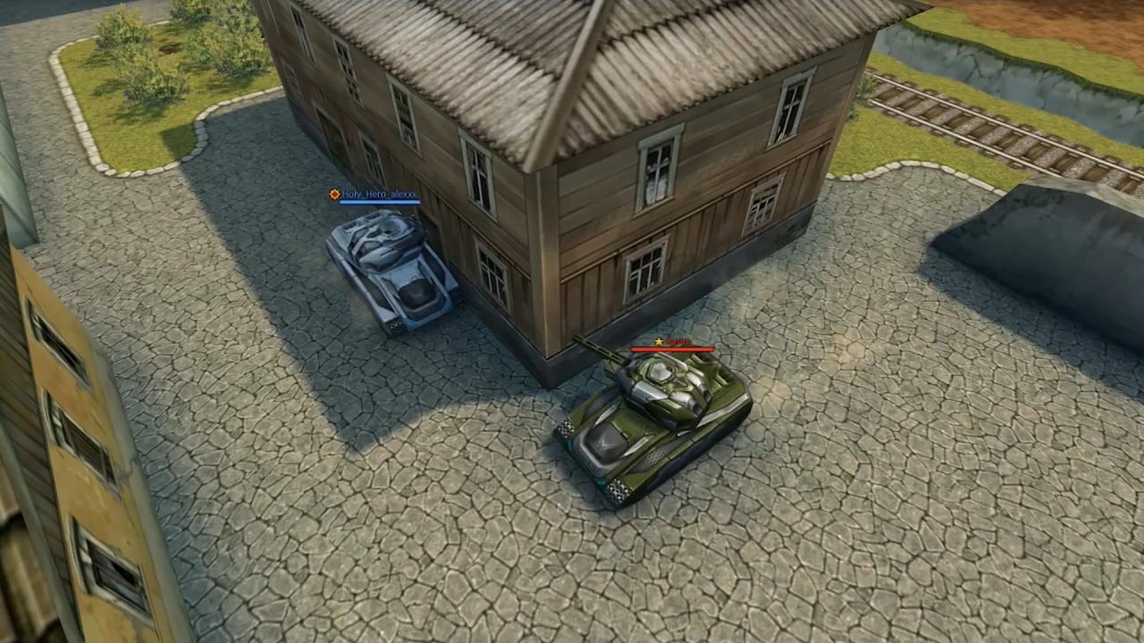 当敌我坦克都处于建筑物相邻墙面的场景