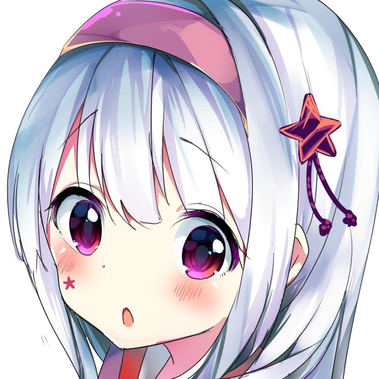 戴着星星发卡的紫色眼睛的萝莉头像
