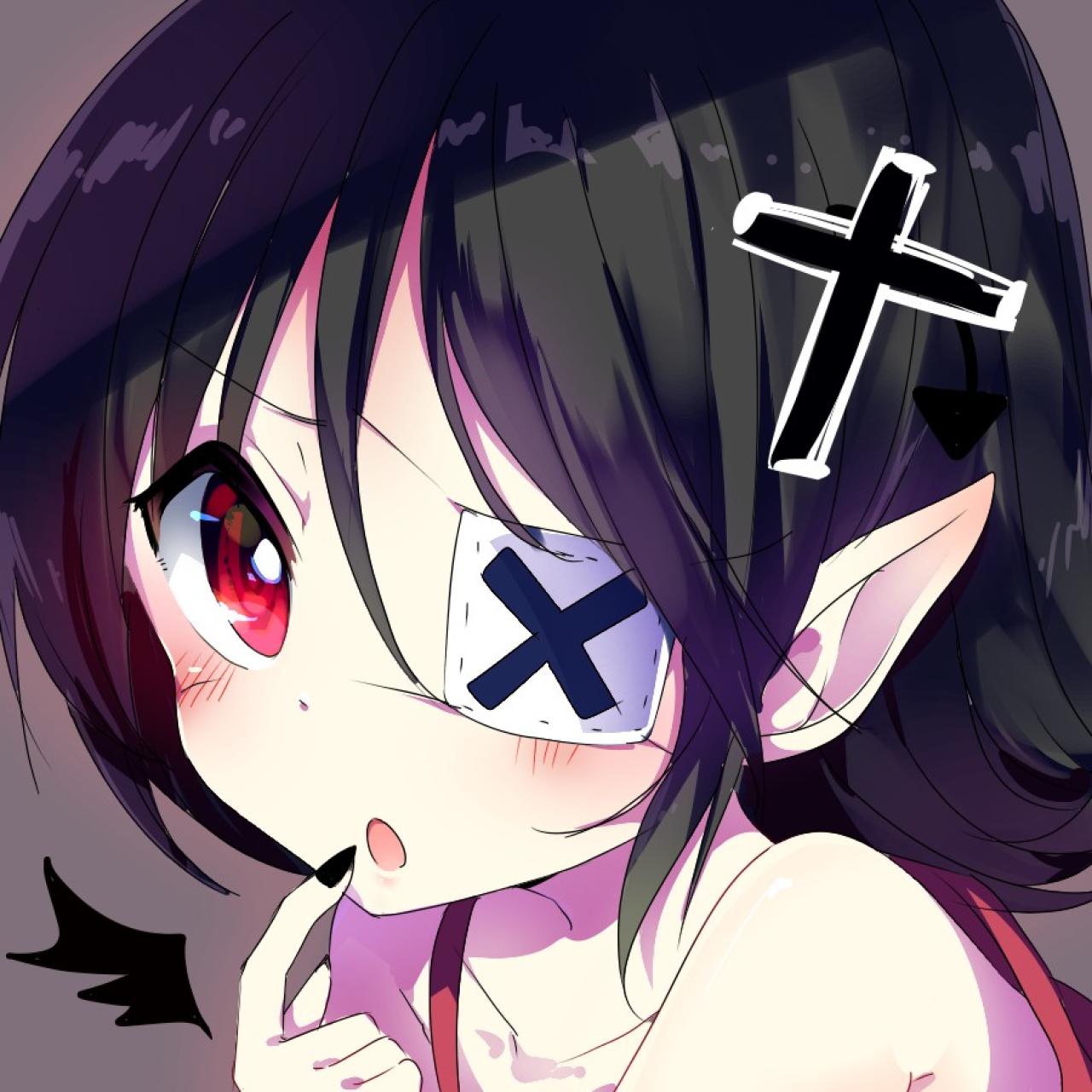 戴着十字架和单只左眼戴着眼罩的吸血鬼萝莉头像