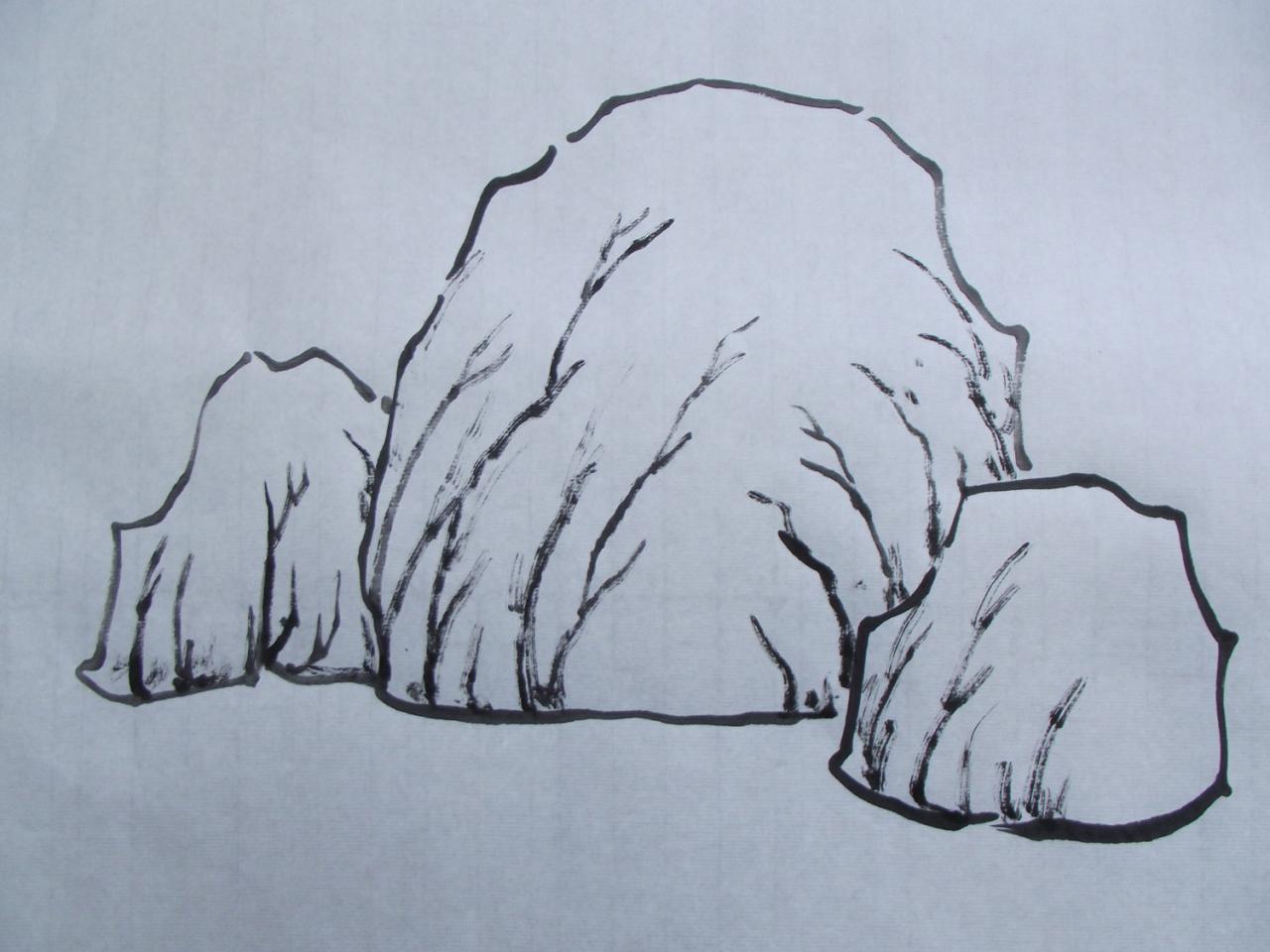 第二步，皴石缝