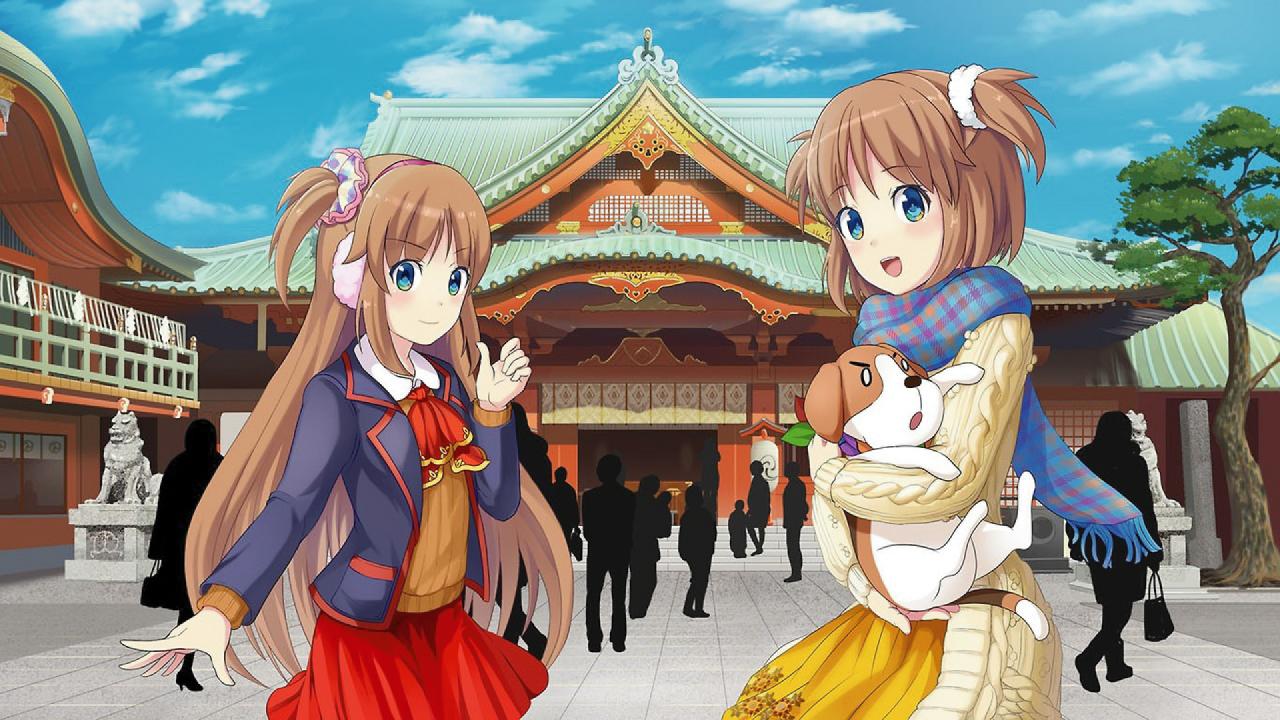 窗边爱和窗边优在神社壁纸