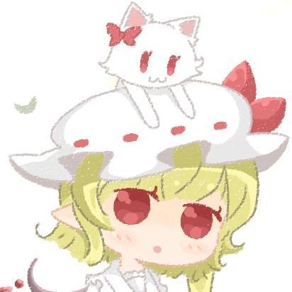 嘟嘴的猫咪扒在圆嘴的东方Project芙兰朵露·斯卡雷特头像