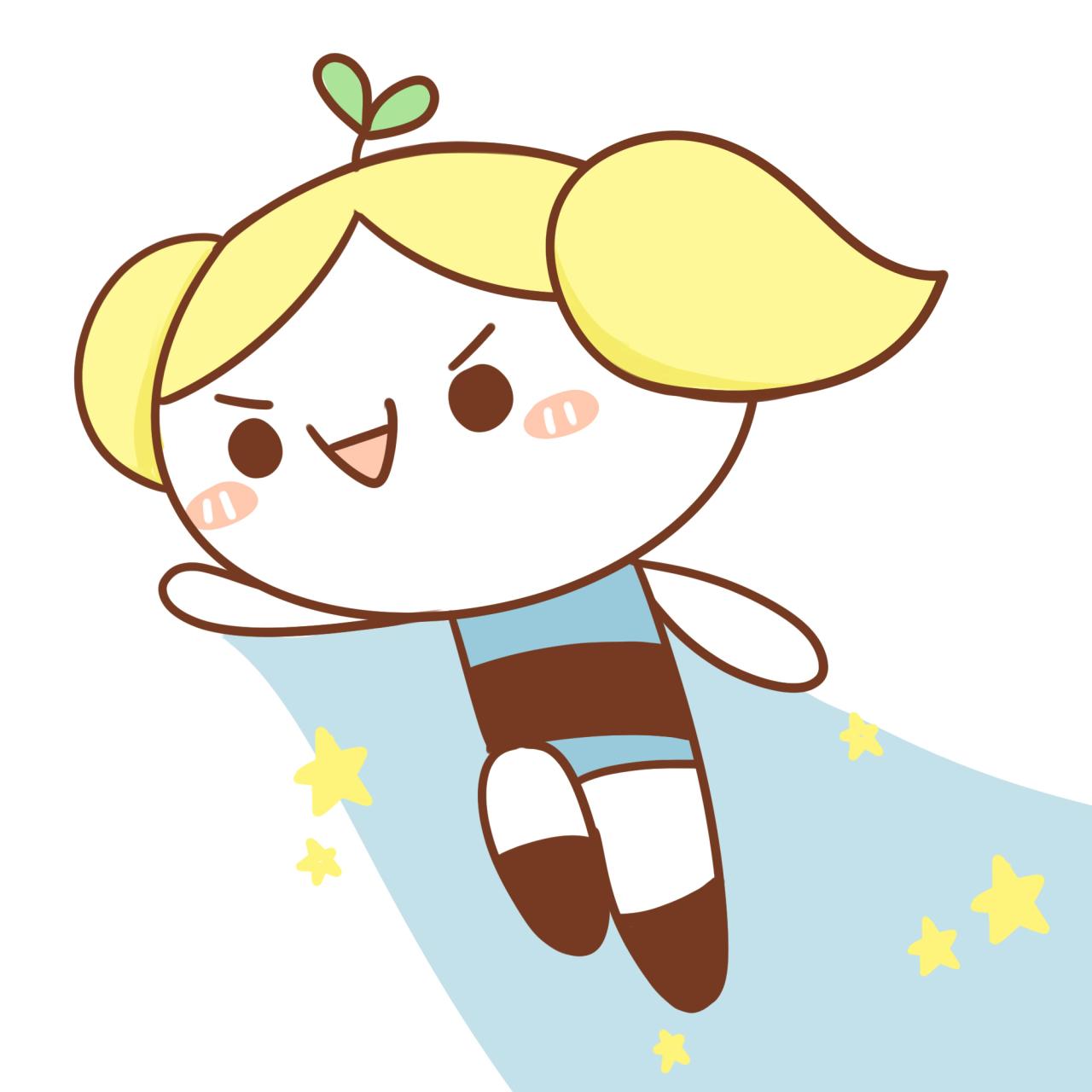 长草的颜文字君扮飞天小女警泡泡头像