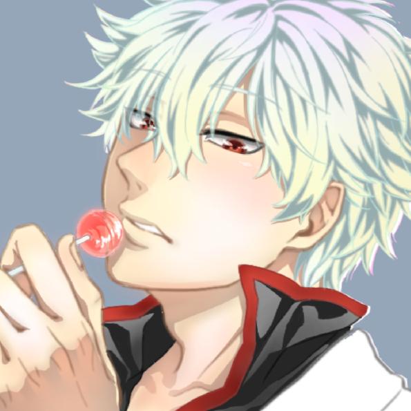 拿着棒棒糖的银魂坂田银时头像