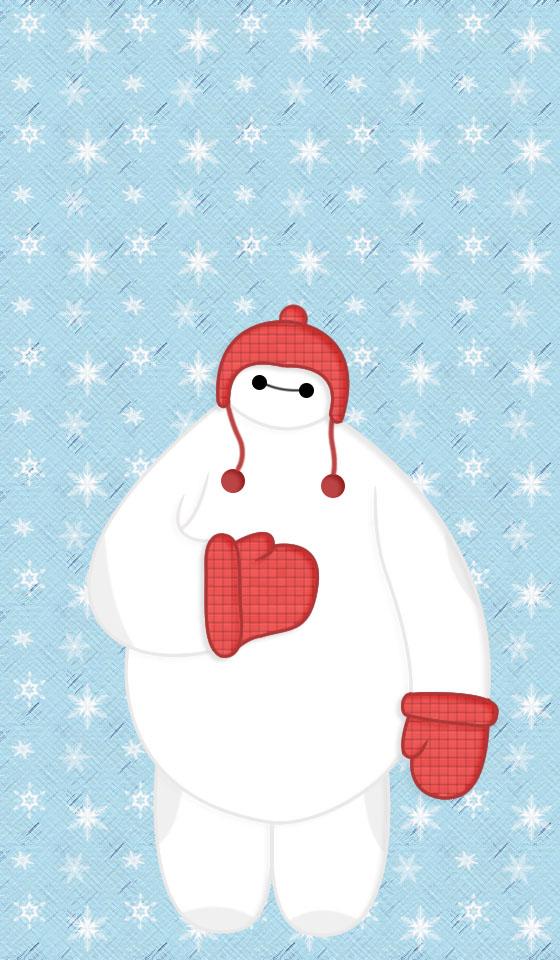 白色雪花背景的大白手机壁纸