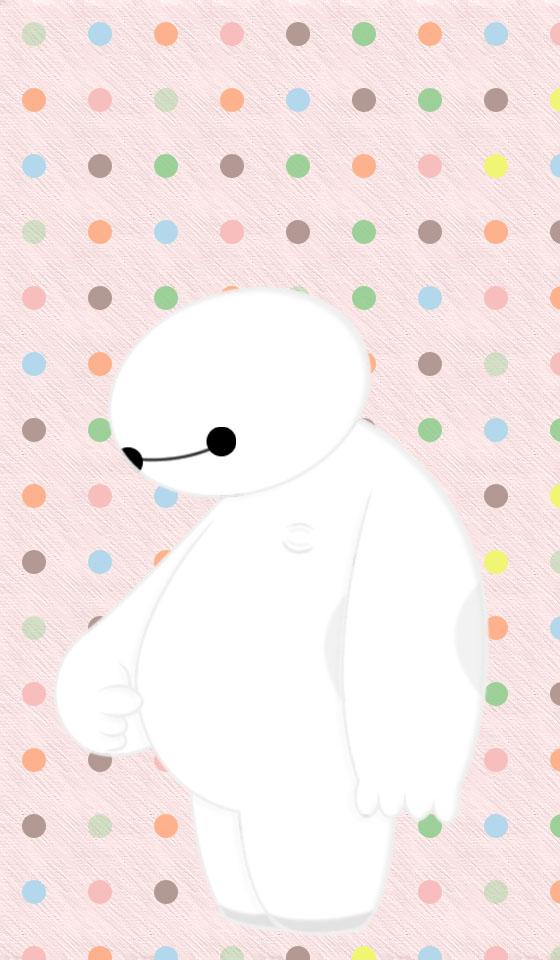 圆圈小清新风格的Q版大白手机壁纸