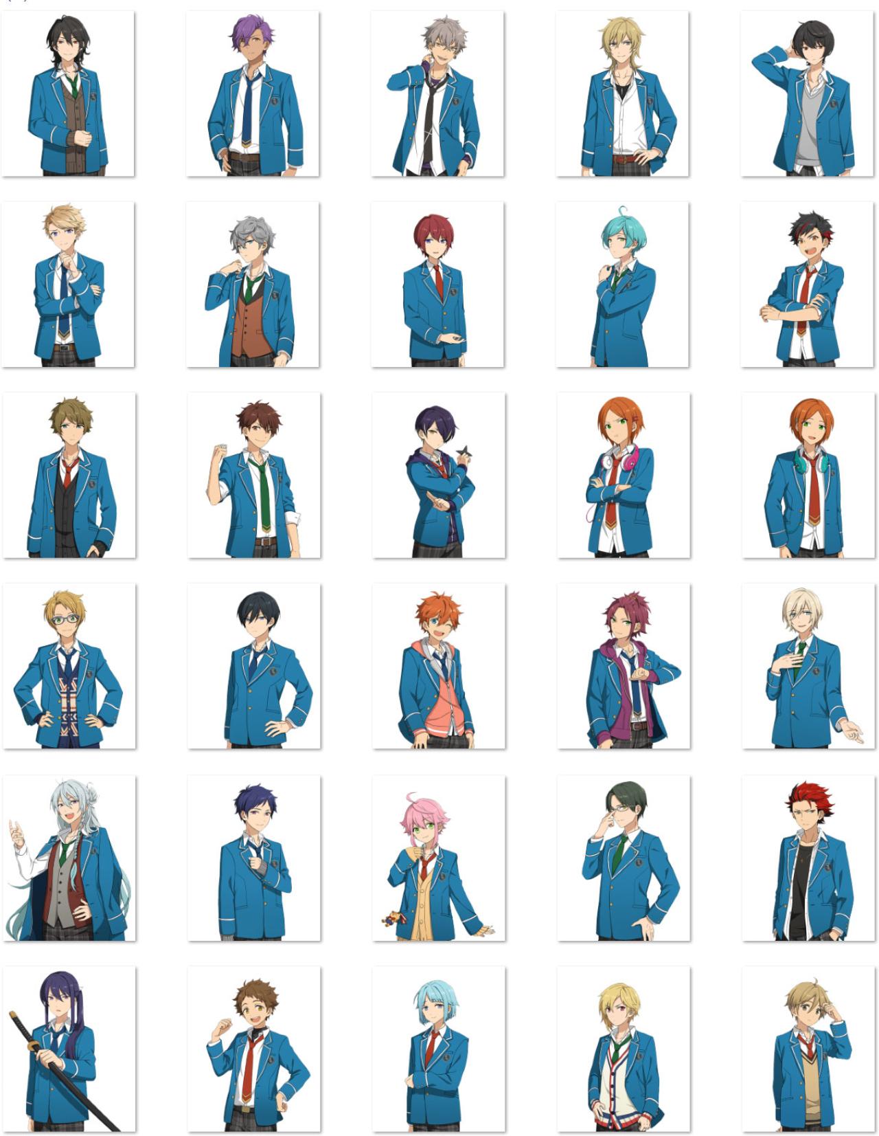 偶像梦幻祭EnsembleStars男子偶像组合成员穿着校服的头像及立绘 预览图