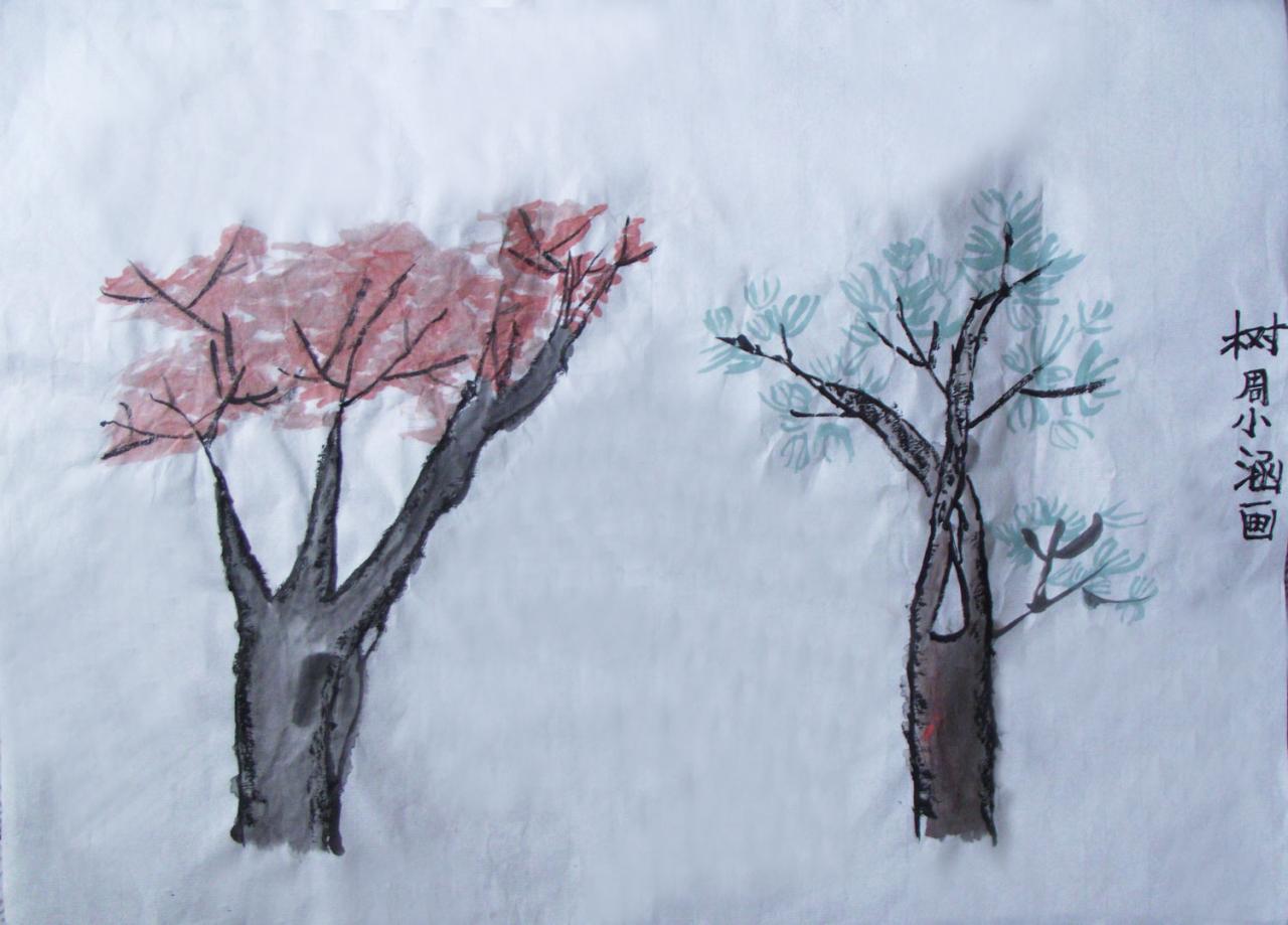 国画 点叶树  周小涵画