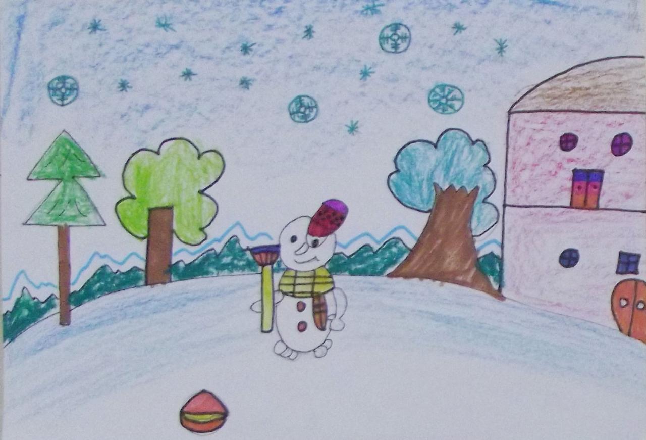 雪花和雪人 闫欣冉画