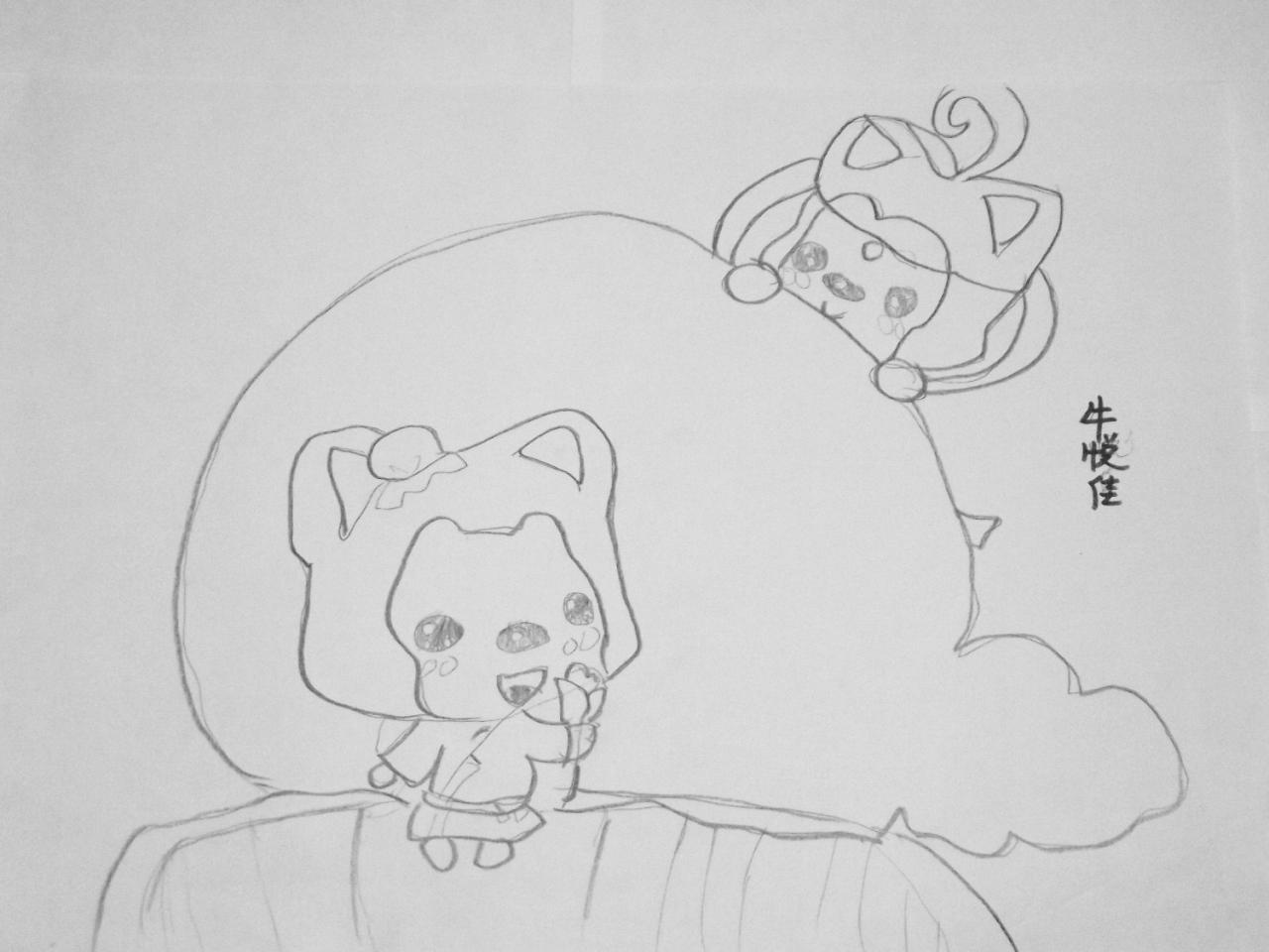 阿狸和桃子 牛悦佳画