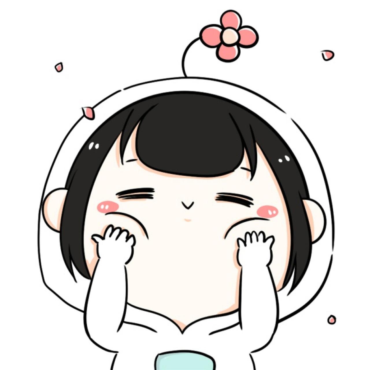 长着小花，揉脸卖萌的女孩头像