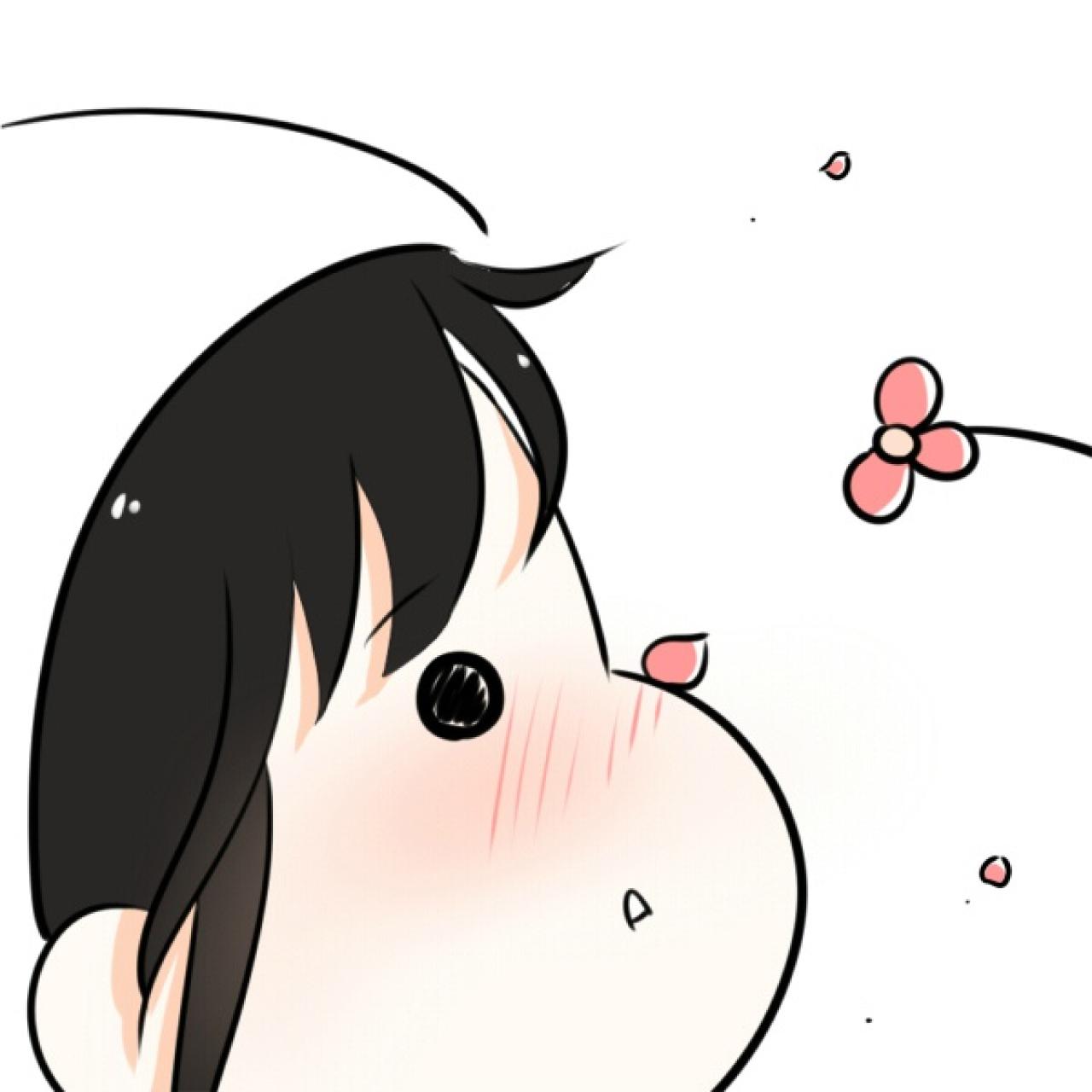 花瓣落在鼻子上的女孩头像