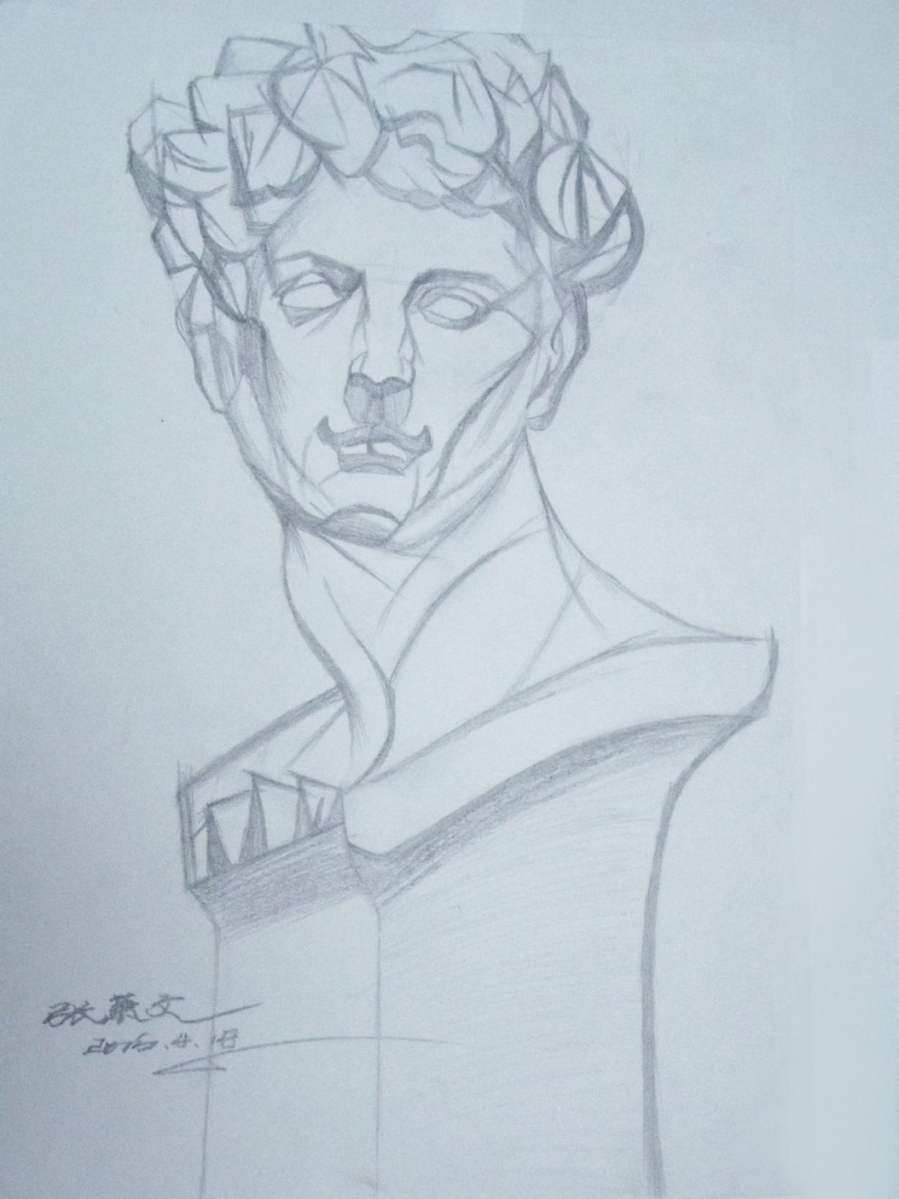 小卫 石膏头像 张萧文画