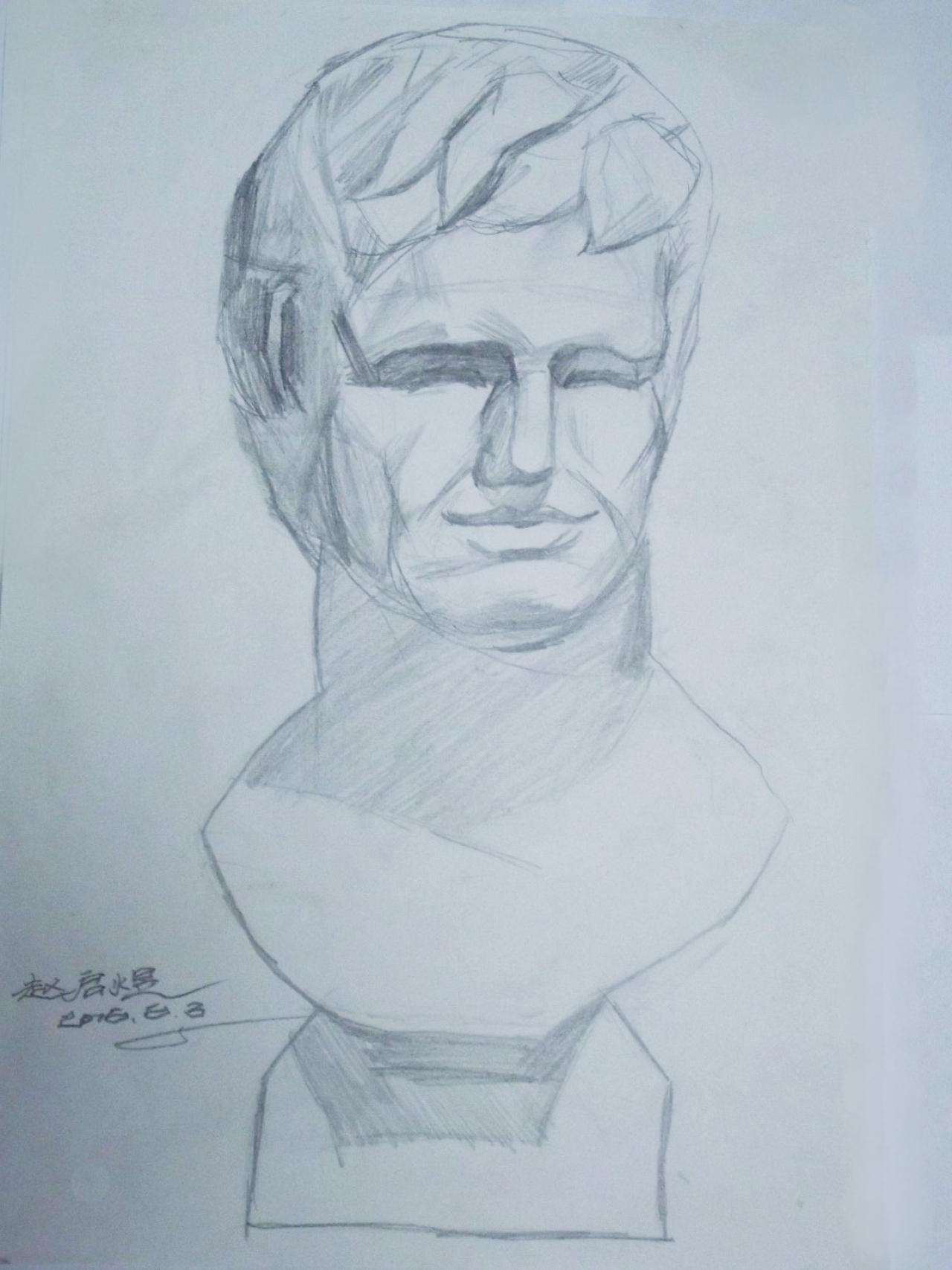 阿格里巴 石膏头像 赵启煜画