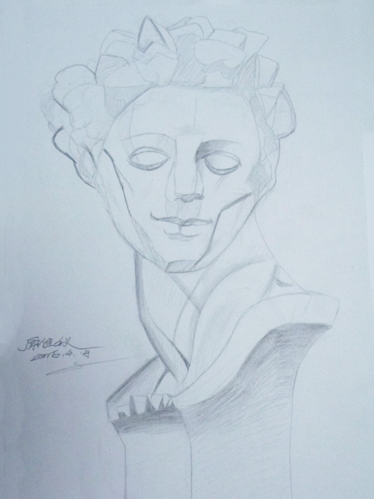 小卫 石膏头像 原佳仪画