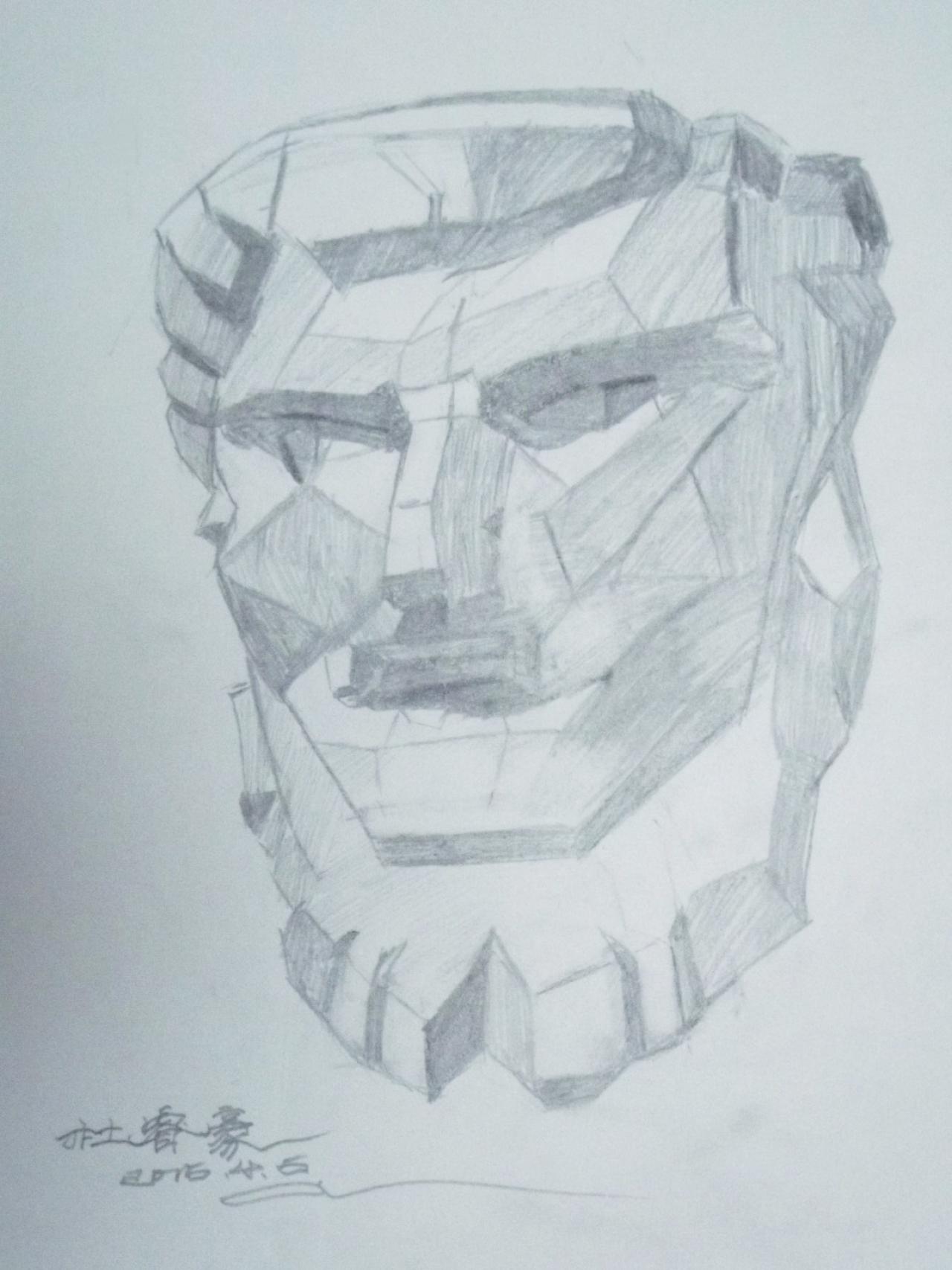 亚历山大 圆面、切面石膏头像 杜睿豪画