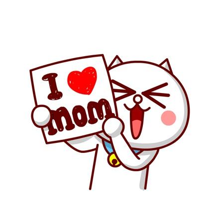 举牌的嗷大喵母亲节表情：我爱妈妈