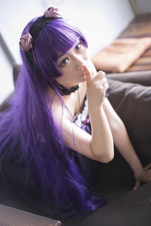 萌妹扮五更琉璃黑猫作嘘手势卖萌 趴姿 3/4侧面