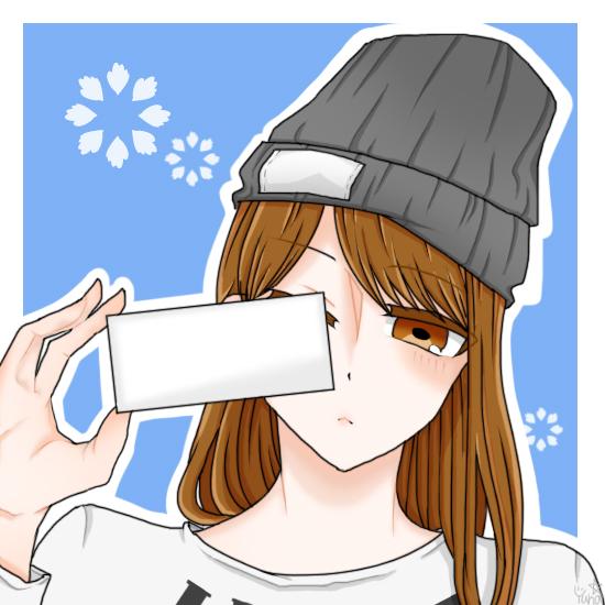 茶色长发拿着纸片的女孩头像